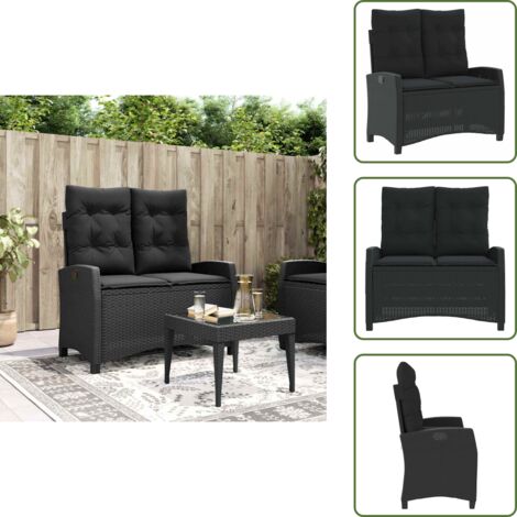 Cuscini per seduta - vidaXL Panca Reclinabile da Giardino con Cuscini Nera in Polyrattan - Cuscino da giardino