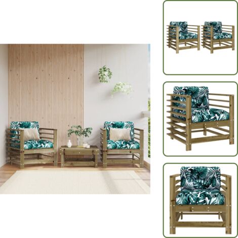 Cuscini per seduta - vidaXL Sedie da Giardino con Cuscini 2 pz in Legno Impregnato di Pino - Mobili da giardino