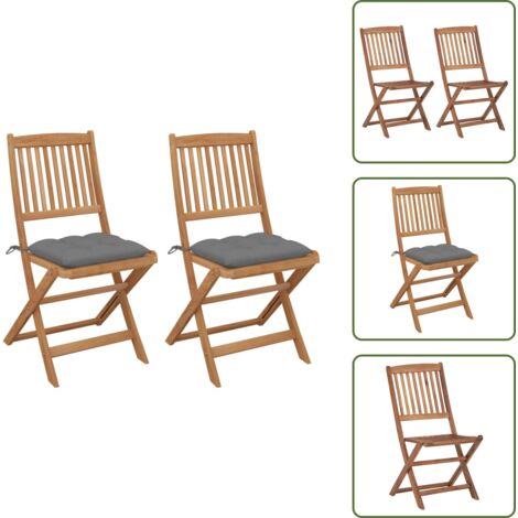 Cuscini per seduta - vidaXL Sedie da Giardino Pieghevoli 2 pz con Cuscini Massello Acacia - Sedie da esterno