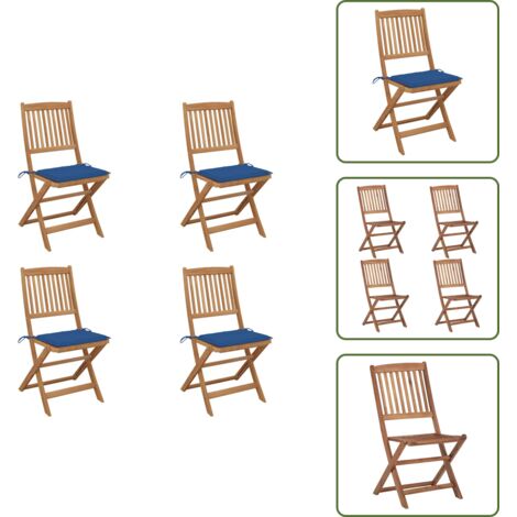 Cuscini per seduta - vidaXL Sedie da Giardino Pieghevoli 4 pz con Cuscini Massello Acacia - Sedie da esterno