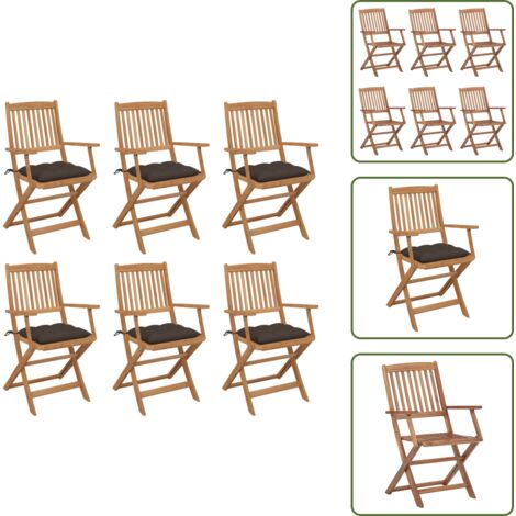 Cuscini per seduta - vidaXL Sedie da Giardino Pieghevoli 6 pz con Cuscini Massello Acacia - Sedie da esterno