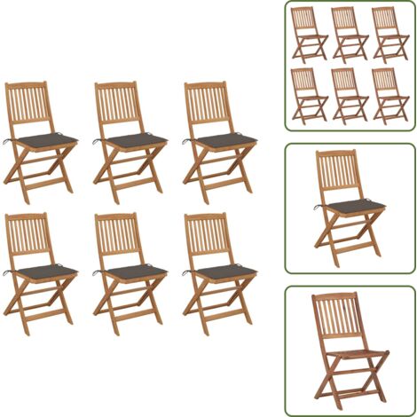 Cuscini per seduta - vidaXL Sedie da Giardino Pieghevoli 6 pz con Cuscini Massello Acacia - Sedie da esterno