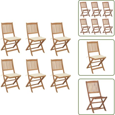 Cuscini per seduta - vidaXL Sedie da Giardino Pieghevoli 6 pz con Cuscini Massello Acacia - Sedie esterne