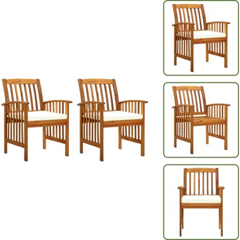 Cuscini per seduta - vidaXL Sedie da Pranzo per Giardino 2pz con Cuscini Massello d'Acacia - Legno acacia