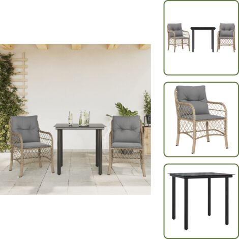 Cuscini per seduta - vidaXL Set da Bistrò 3 pz con Cuscini Beige Misto in Polyrattan - Cuscini per schienale