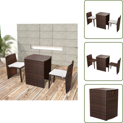 Cuscini per seduta - vidaXL Set da Bistrot 3 pz con Cuscini in Polyrattan Marrone - Rattan