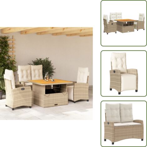 Cuscini per seduta - vidaXL Set da Pranzo da Giardino 4 pz con Cuscini Beige in Polyrattan - Cuscini per schienale