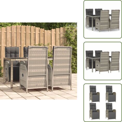 Cuscini per seduta - vidaXL Set da Pranzo da Giardino 5 pz con Cuscini in Polyrattan Grigio - Cuscini per schienale