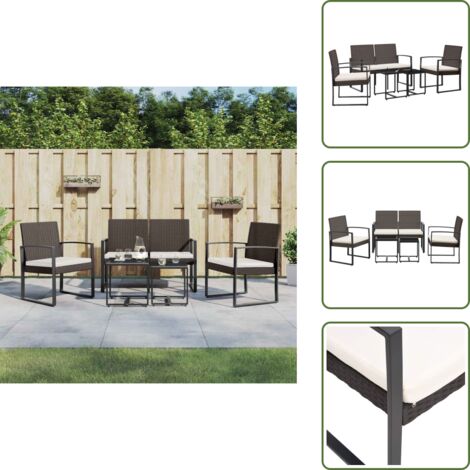 Cuscini per seduta - vidaXL Set da Pranzo da Giardino 5 pz con Cuscini in PP Rattan Marrone - Mobili da esterno