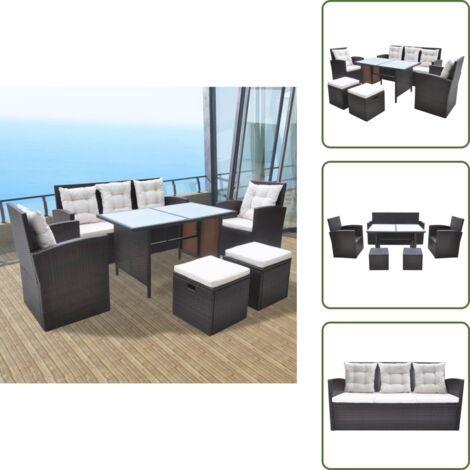 Cuscini per seduta - vidaXL Set da Pranzo da Giardino 6 pz con Cuscini Polyrattan Marrone - Cuscini per schienale