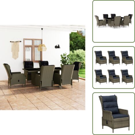 Cuscini per seduta - vidaXL Set da Pranzo da Giardino 7 pz con Cuscini in Polyrattan Marrone - Cuscini per schienale