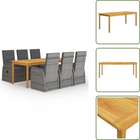 Cuscini per seduta - vidaXL Set da Pranzo da Giardino 7 pz Grigio - Cuscini per schienale
