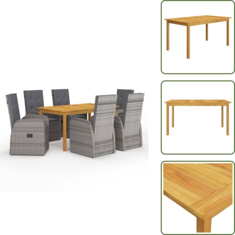 Cuscini per seduta - vidaXL Set da Pranzo da Giardino 7 pz Grigio - Cuscini per schienale