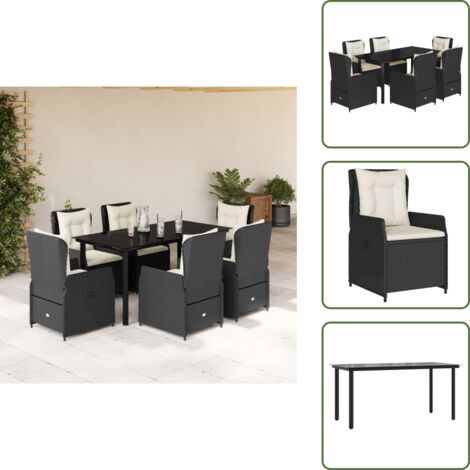 Cuscini per seduta - vidaXL Set da Pranzo da Giardino 7 pz Nero con Cuscini in Polyrattan - Cuscini per schienale