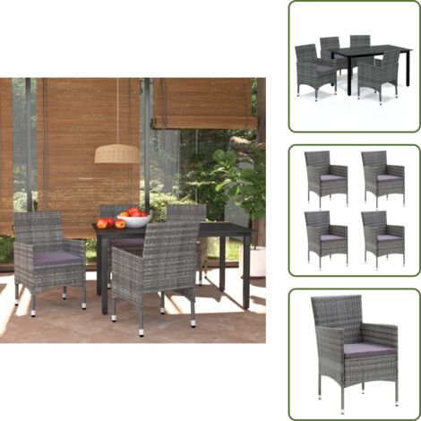 Cuscini per seduta - vidaXL Set da Pranzo per Giardino 5 pz con Cuscini Polyrattan Grigio - Arredamento da giardino