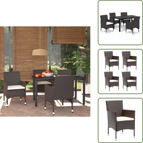 Cuscini per seduta - vidaXL Set da Pranzo per Giardino 5 pz con Cuscini Polyrattan Marrone - Arredamento da giardino