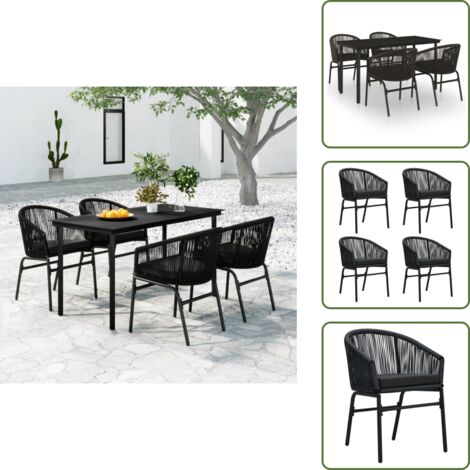 Cuscini per seduta - vidaXL Set da Pranzo per Giardino 5 pz Nero - Tavolo in vetro