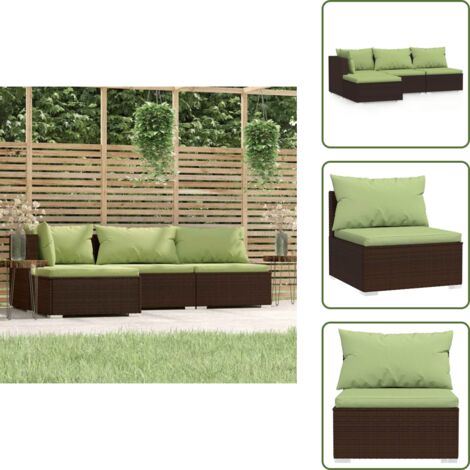 Cuscini per seduta - vidaXL Set Mobili da Giardino 4 pz con Cuscini in Polyrattan Marrone - Cuscini per schiena