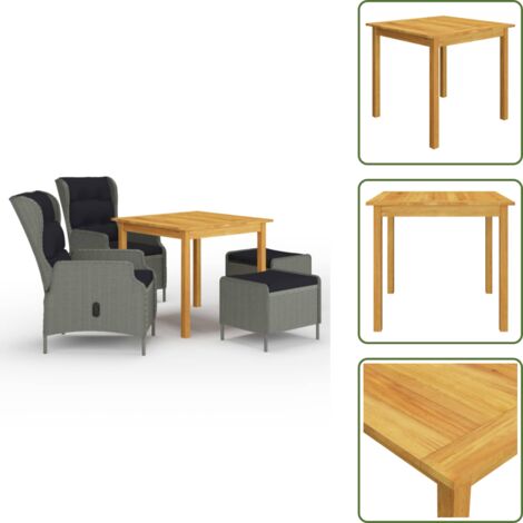 Cuscini per seduta - vidaXL Set Mobili da Pranzo per Giardino 5 pz Grigio Chiaro - Cuscini per schienale