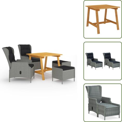 Cuscini per seduta - vidaXL Set Mobili da Pranzo per Giardino 5 pz Grigio Chiaro - Cuscini per schienale
