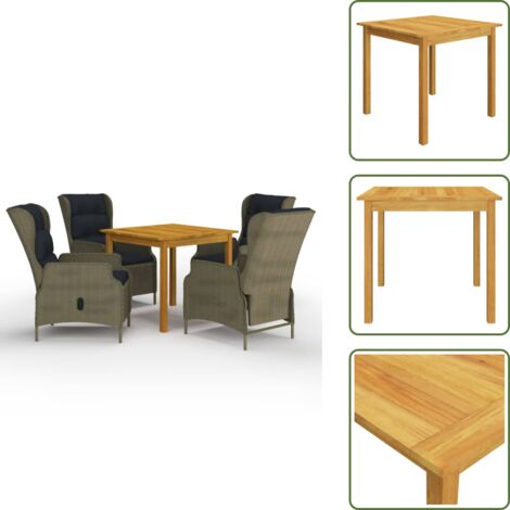 Cuscini per seduta - vidaXL Set Mobili da Pranzo per Giardino 5 pz Marrone - Cuscini per schienale