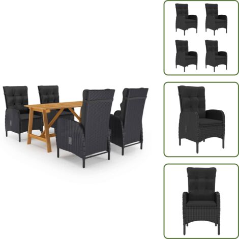 Cuscini per seduta - vidaXL Set Mobili da Pranzo per Giardino 5 pz Nero - Cuscini per schienale