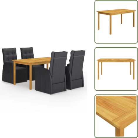 Cuscini per seduta - vidaXL Set Mobili da Pranzo per Giardino 5 pz Nero - Sedie in acciaio