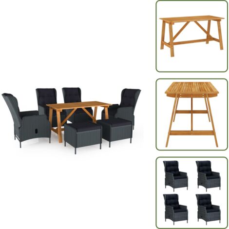 Cuscini per seduta - vidaXL Set Mobili da Pranzo per Giardino 7 pz Grigio Scuro - Cuscini per schienale
