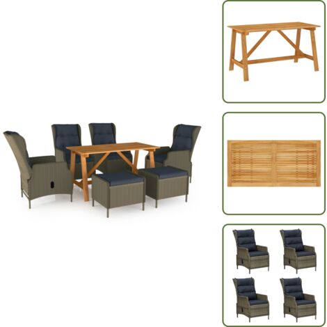 Cuscini per seduta - vidaXL Set Mobili da Pranzo per Giardino 7 pz Marrone - Cuscini per schienale