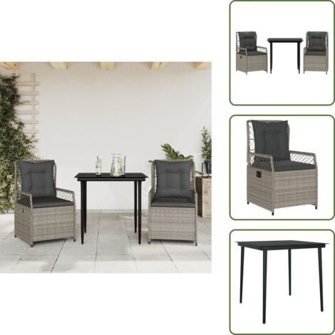 Cuscini per seduta - vidaXL Set Pranzo da Giardino 3pz con Cuscini Grigio Chiaro Polyrattan - Cuscini per schienale