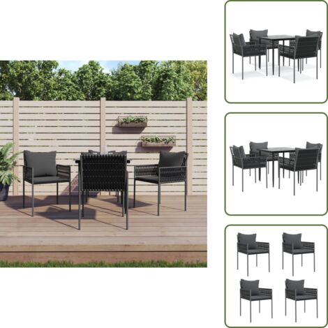 Cuscini per seduta - vidaXL Set Pranzo da Giardino 5pz con Cuscini in Polyrattan e Acciaio - Cuscini per schienale