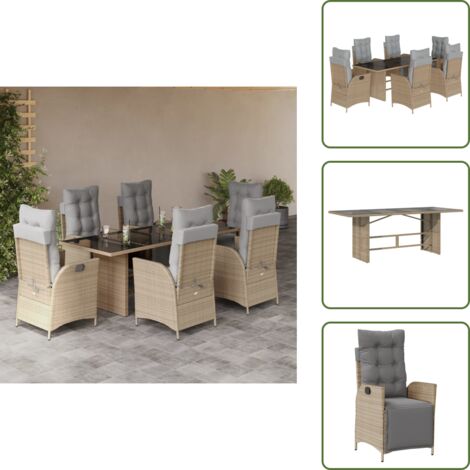 Cuscini per seduta - vidaXL Set Pranzo da Giardino 7 pz con Cuscini Beige Misto Polyrattan - Cuscini per schienale
