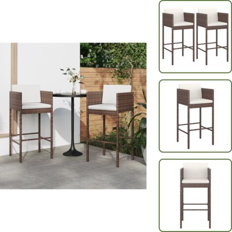 Cuscini per sgabelli - vidaXL Sgabelli da Bar con Cuscini 2 pz Marroni in Polyrattan - Sgabelli per bar