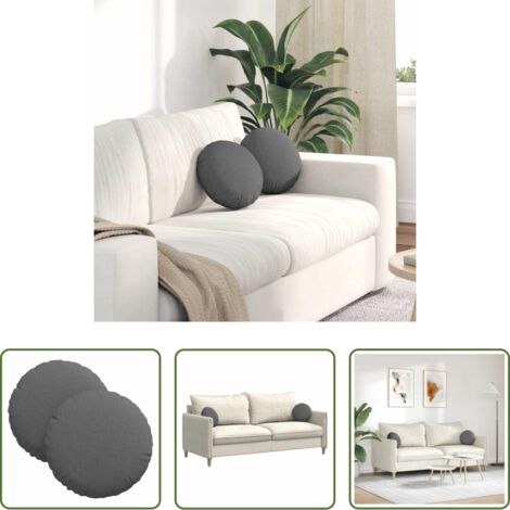Cuscini per soggiorno -  Cuscini per Seduta 2 pcs Grigio scuro Ø30 x 13 cm Tessuto