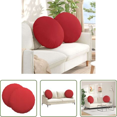 Cuscini per soggiorno -  Cuscini per Seduta 2 pcs Rosso Ø80 x 29 cm Tessuto