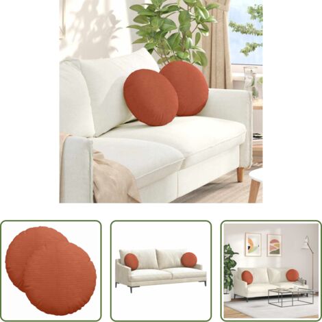 Cuscini rotondi -  Cuscini per Seduta 2 pcs Rosso Arancio Ø 40 cm Tessuto in Cords