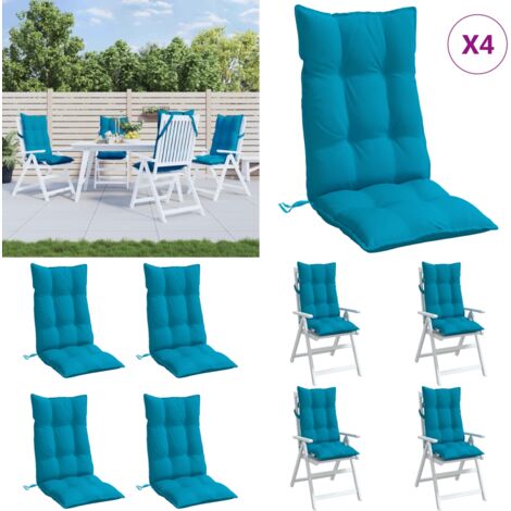 Cuscini Sedia con Schienale Alto 4 pz Blu Chiaro Tessuto Oxford - Cuscino per sedia - Cuscino da esterno
