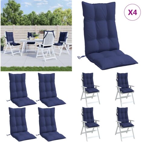 Cuscini Sedia con Schienale Alto 4 pz Blu Marino Tessuto Oxford - Cuscino per sedia - Cuscino da esterno