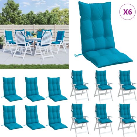 Cuscini Sedia con Schienale Alto 6 pz Blu Chiaro Tessuto Oxford - Cuscino per sedia - Cuscino con schienale alto