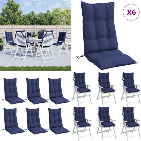 Cuscini Sedia con Schienale Alto 6 pz Blu Marino Tessuto Oxford - Cuscino per sedia - Cuscino da esterno