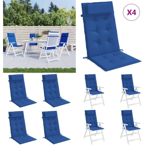 Cuscini Sedia con Schienale Alto 6 pz Blu Reale Tessuto Oxford - Cuscini per sedie - Cuscini per esterno