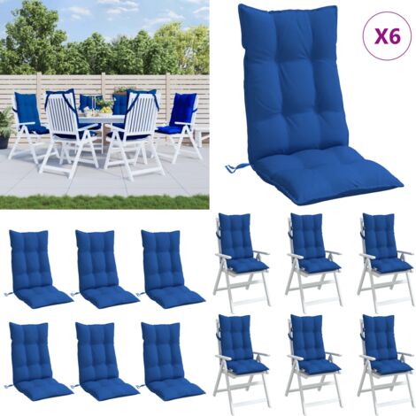 Cuscini Sedia con Schienale Alto 6 pz Blu Reale Tessuto Oxford - Cuscino per sedia - Cuscino da esterno