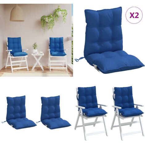 Cuscini Sedia con Schienale Basso 2 pz Blu Reale Tessuto Oxford - Cuscino per sedia - Cuscino da esterno