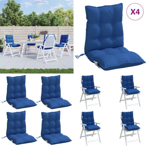 Cuscini Sedia con Schienale Basso 4 pz Blu Reale Tessuto Oxford - Cuscino per sedia - Cuscino da esterno