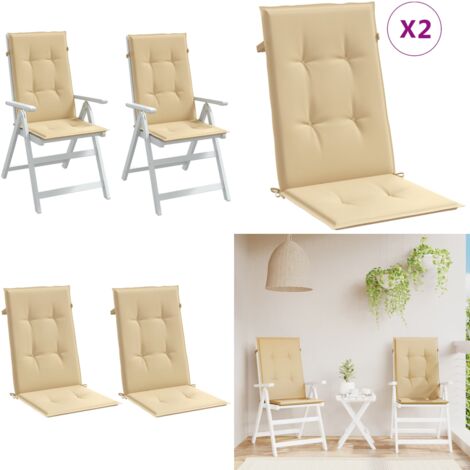 Cuscini Sedia Schiena Alta 2 Beige Mélange 120x50x4 Tessuto - Cuscino da patio - Cuscino per sedia