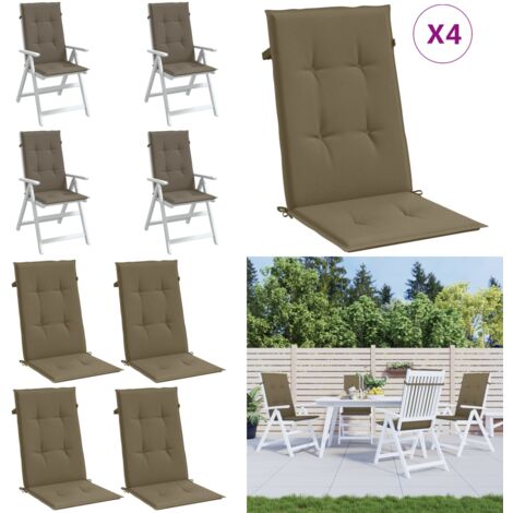 Cuscini Sedia Schiena Alta 4 Tortora Mélange 120x50x4 Tessuto - Cuscino da patio - Cuscino per sedia