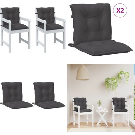 Cuscini Sedia Schiena Bassa 2 pz Antracite Mélange 100x50x7 cm - Cuscino per sedia - Cuscino per schiena