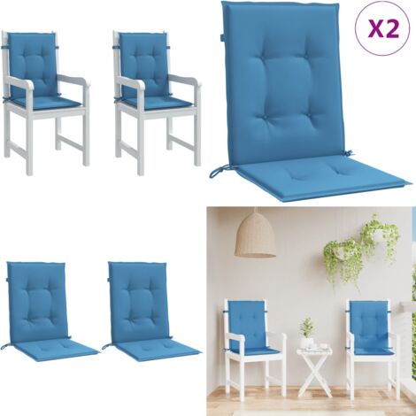 Cuscini Sedia Schiena Bassa 2 pz Blu Mélange 100x50x4 Tessuto - Cuscino per sedile basso - Cuscino da esterno