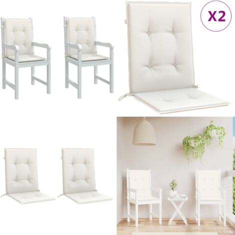 Cuscini Sedia Schiena Bassa 2 pz Crema Mélange 100x50x4 Tessuto - Cuscino per sedile basso - Cuscino da esterno