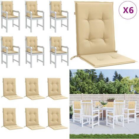 Cuscini Sedia Schiena Bassa 6 pz Beige Mélange 100x50x4 Tessuto - Cuscino per sedie - Cuscino da esterno